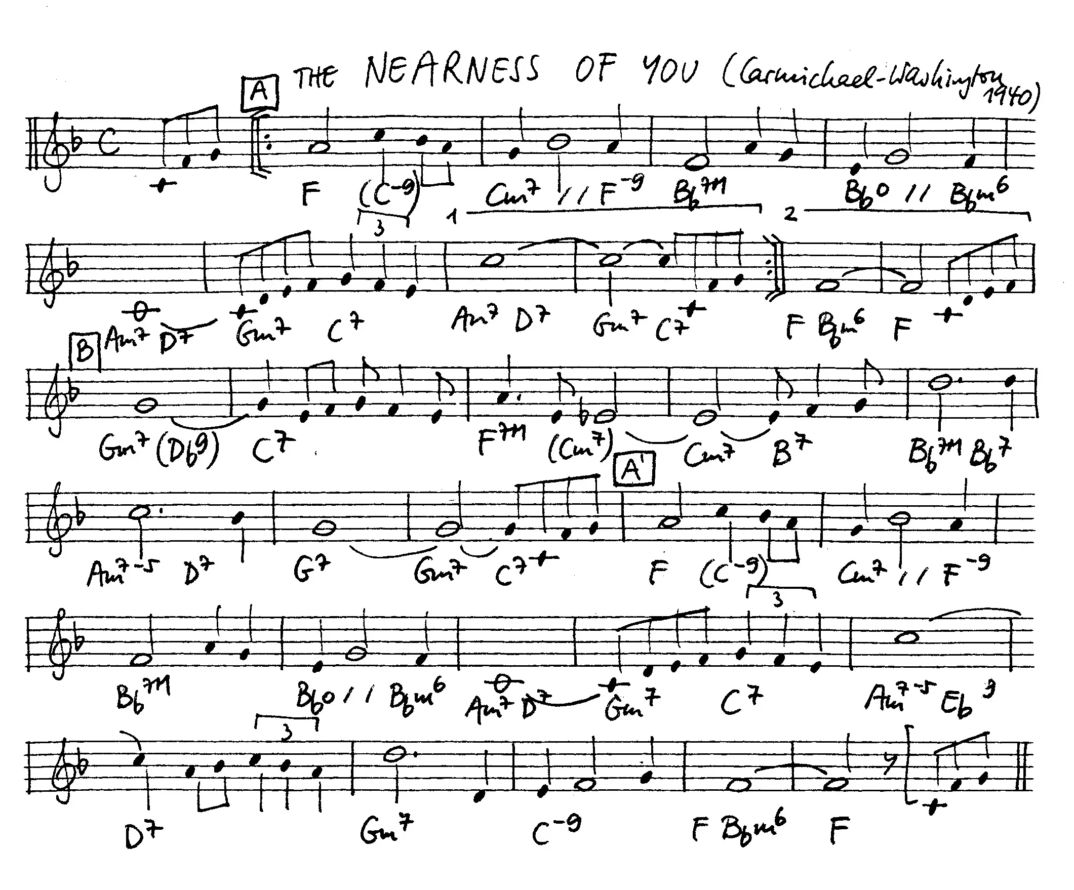 the nearness of you free jazz leadsheet - Courtesy of the Jungle Jazz Band